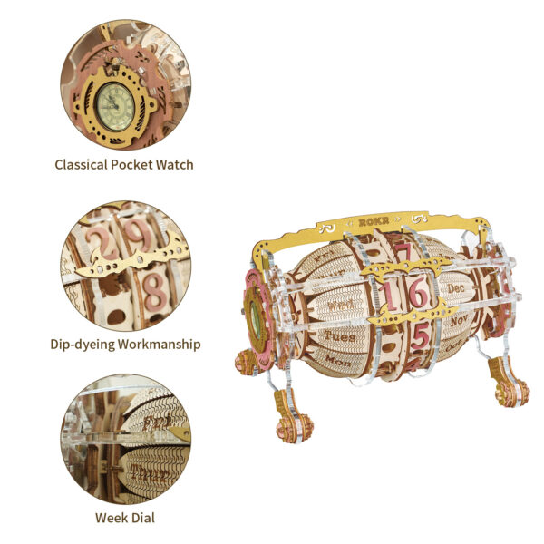 Robotime ROKR Zodiac Wall Clock 3D Wooden Puzzle 6 1222efb6 7db9 4e71 894e 1def0384428f