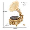 Robotime ROKR DIY Hand Crank Classic Gramophone Wooden Puzzle Model Building Kits Assembly Toy Gift For Children LKB01 - Image 5