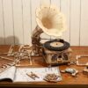 Robotime ROKR DIY Hand Crank Classic Gramophone Wooden Puzzle Model Building Kits Assembly Toy Gift For Children LKB01 - Image 3