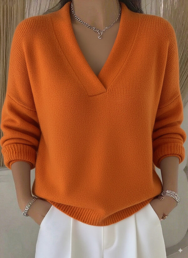 Soft Nuo V-neck Short Solid Color Long Sleeve Women's Sweater 2 0410c656 93cb 45df 9f6f 4dad56979ea7