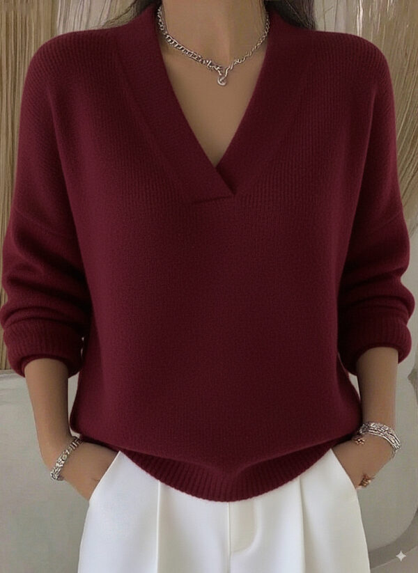 Soft Nuo V-neck Short Solid Color Long Sleeve Women's Sweater 5 07657dfa bdb2 4f6b 9e70 471f39f01b91