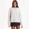 Short-length Gray Pullover Women's Alpaca Round Neck Sweater - Image 2