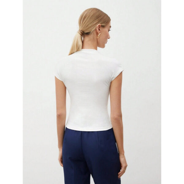 Women's Slim Fit Fashionable All-match Pure Color Tight Half Sleeve 4 104cd06a 519e 4df6 95c4 59a78be14f74