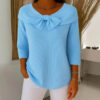 Knitted Bow Solid Color Sweater Autumn And Winter - Image 2