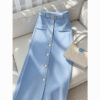 Women's Solid Color Draping Casual Elegant Blue Skirt - Image 2