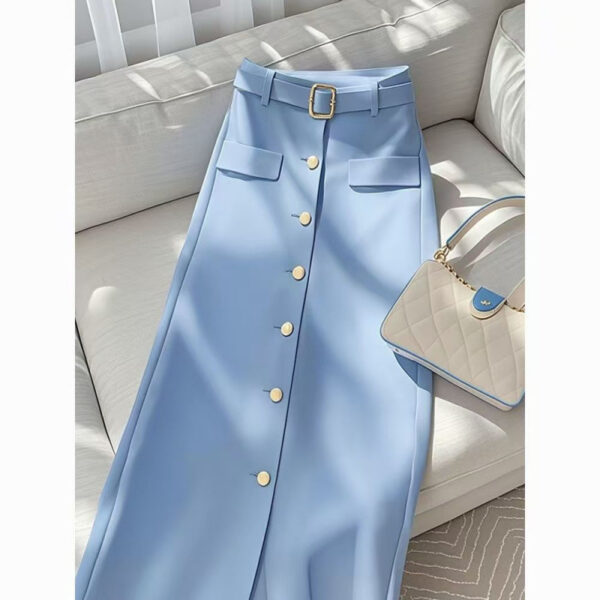 Women's Solid Color Draping Casual Elegant Blue Skirt 2 1a9dff42 13bd 40c2 9d64 08a9b9ce3ea7