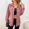 Corduroy Lapel Shirt Vintage Cardigan Pocket Shirt Coat Women - Image 2