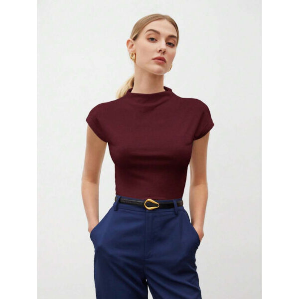 Women's Slim Fit Fashionable All-match Pure Color Tight Half Sleeve 3 1d4aca7d 1e68 4216 b6dd 4267c57367ff