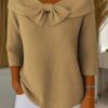 Knitted Bow Solid Color Sweater Autumn And Winter - Image 7