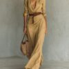 Irregular Long Belted Shirt Dress for Office & Daily Wear - Image 10