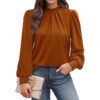 Women's Long Sleeve Small Turtleneck Solid Color Pleated - Image 4