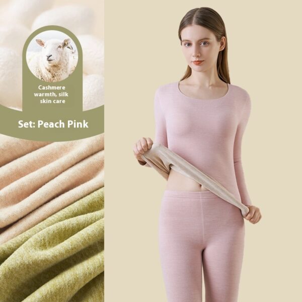 Cashmere Silk Warm Suit Women's Thickened Long Johns Slim Bottoming
