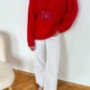 Short-length Gray Pullover Women's Alpaca Round Neck Sweater - Image 10