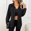 Corduroy Lapel Shirt Vintage Cardigan Pocket Shirt Coat Women - Image 3