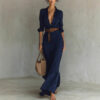 Irregular Long Belted Shirt Dress for Office & Daily Wear - Image 4