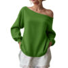 Women's Sweater Casual Solid Color Diagonal Collar - Image 8