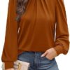 Women's Long Sleeve Small Turtleneck Solid Color Pleated - Image 8