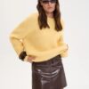 Short-length Gray Pullover Women's Alpaca Round Neck Sweater - Image 9