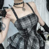 Black Gray Plaid Lace Dress For Women Summer New - Image 2