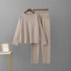 Off-shoulder Woolen Pants Top Loose Knitting Suit - Image 4