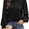 Women's Long Sleeve Small Turtleneck Solid Color Pleated - Image 6