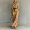 Irregular Long Belted Shirt Dress for Office & Daily Wear - Image 6