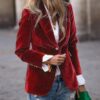 Velvet Lapel Casual Suit Business Fashion Slim Single-breasted Jacket Outwear Clothing For Women - Image 4