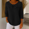 Knitted Bow Solid Color Sweater Autumn And Winter - Image 3
