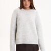 Short-length Gray Pullover Women's Alpaca Round Neck Sweater - Image 7