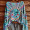 Pattern Shading Women's Printed Wear Round Neck Imitation Sweater - Image 4