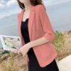 Casual Cotton And Linen Small Tailored Suit Top - Image 9