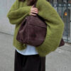 Short-length Gray Pullover Women's Alpaca Round Neck Sweater - Image 8
