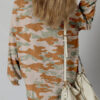 Brown Retro Camouflage Print Exposed Seam Patchwork Drop Shoulder Sweatshirt - Image 2