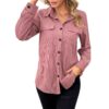 Corduroy Lapel Shirt Vintage Cardigan Pocket Shirt Coat Women - Image 5