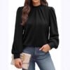 Women's Long Sleeve Small Turtleneck Solid Color Pleated - Image 2