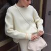 Short-length Gray Pullover Women's Alpaca Round Neck Sweater - Image 6
