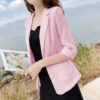 Casual Cotton And Linen Small Tailored Suit Top - Image 8