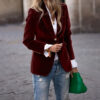 Velvet Lapel Casual Suit Business Fashion Slim Single-breasted Jacket Outwear Clothing For Women - Image 6