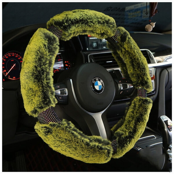 Car Steering Wheel Cover Winter Plush Steering Wheel Cover Korea Diamond Fashion Cute Handle Cover Car Accessories 7 1618208009284